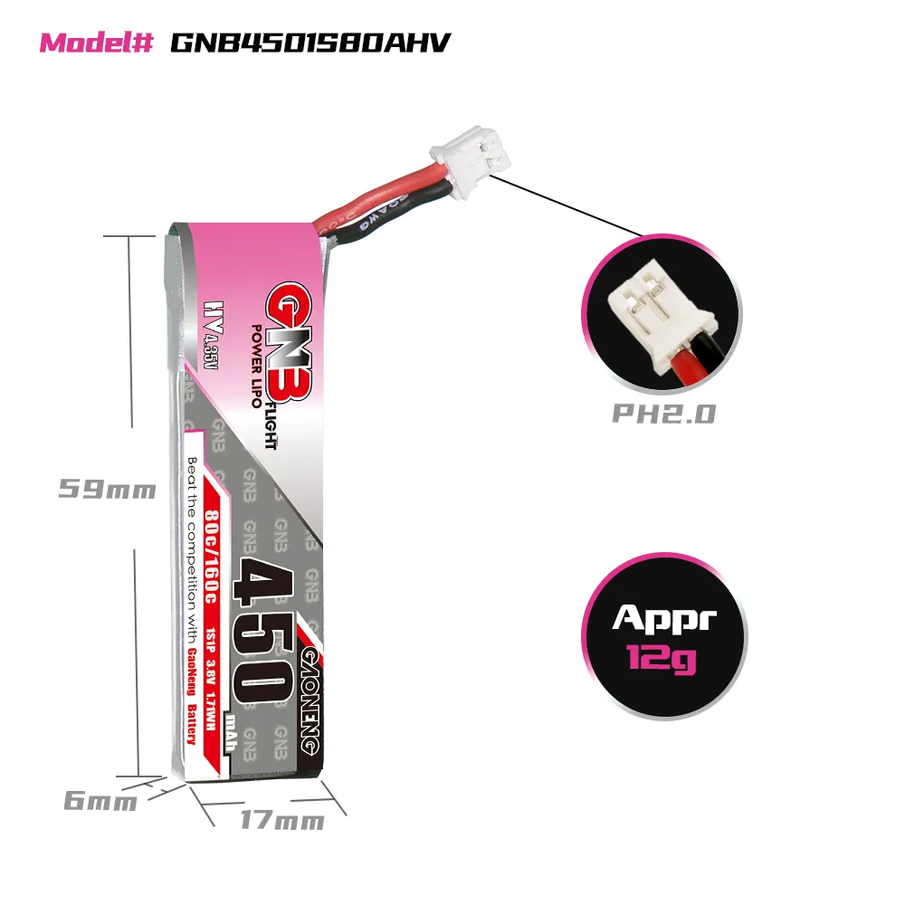 GAONENG GNB 1S 450mAh 80C/160C - Drone Battery Li-Ion avis et prix