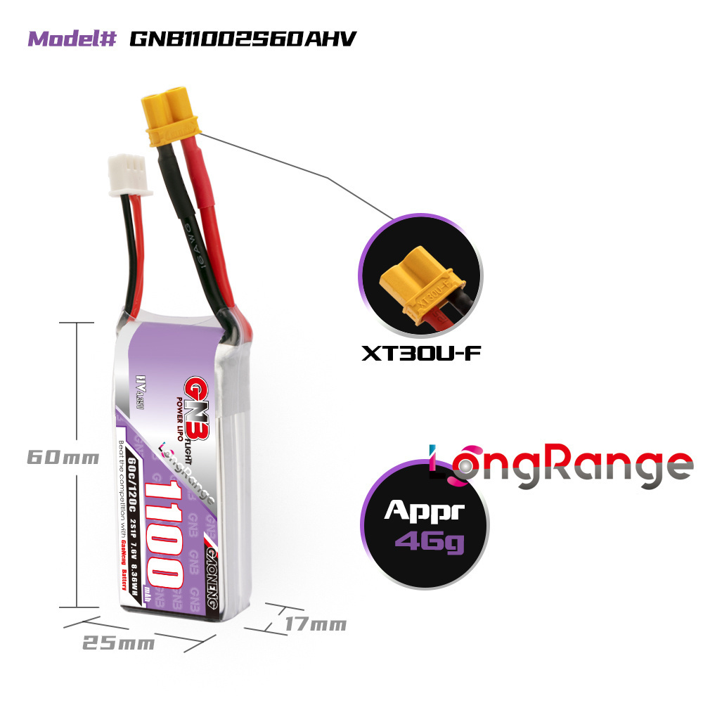 GNB 1100mAh 2S 3S 4S 6S 60C/12 - Drone Battery Lipo avis et prix